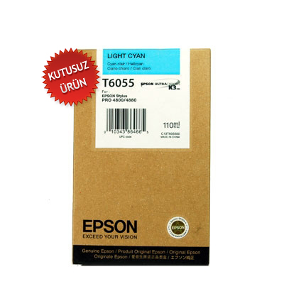 EPSON - Epson C13T605500 (T6055) Light Cyan Original Cartridge - Stylus Pro 4800 (Without Box)