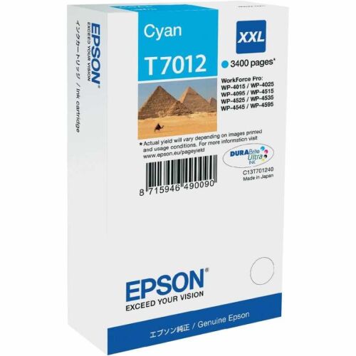 Epson C13T70124010 (T7012) Cyan XXL Original Cartridge - WP-4015DN - 2