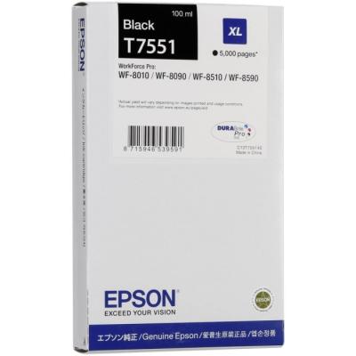 EPSON - Epson C13T75514010 (T7551XL) Original Black Cartridge - WF-8010DW / WF-8090