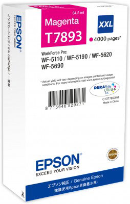EPSON - Epson C13T789340 (T7893) Magenta Original Cartridge - WF-5110 / WF-5190