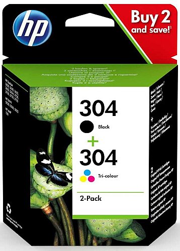 HP 3JB05AE (304) Black+Color Dual Pack Original Cartridge - DeskJet 2620 / 2621 - 2