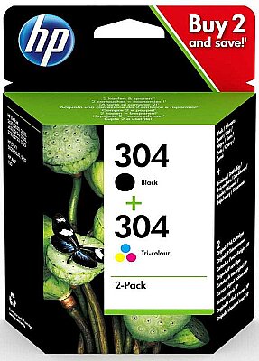HP 3JB05AE (304) Black+Color Dual Pack Original Cartridge - DeskJet 2620 / 2621 - 3