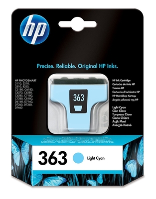 HP - HP 363 (CB283E) Light Cyan Original Cartridge - Photosmart 3210a / 3313