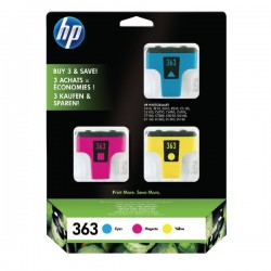 HP - HP CB333EE (363) 3Pk Cyan-Magenta-Yellow Original Cartridge - Photosmart 3110 / C5180