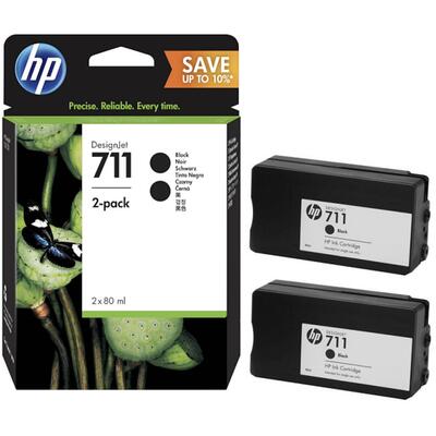 HP - HP P2V31A (711) Black Original Cartridge Dual Pack - Designjet T120