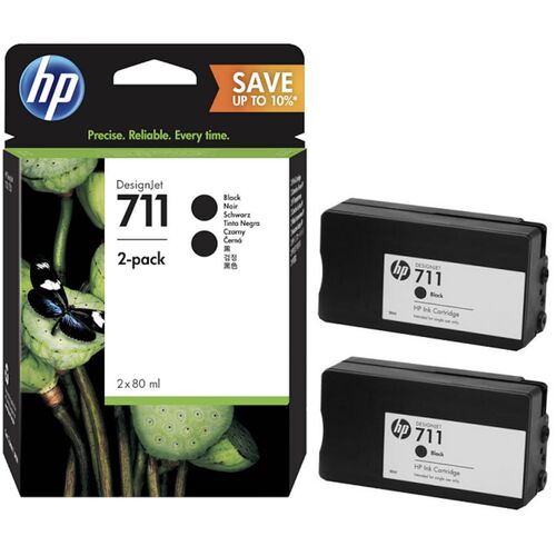 HP P2V31A (711) Black Original Cartridge Dual Pack - Designjet T120