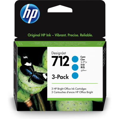 HP 3ED77A (712) Cyan Original Cartridge 3Pk - DesignJet T650 - HP