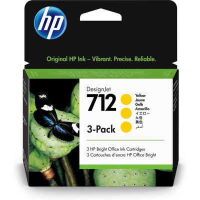 HP 3ED79A (712) Yellow Original Cartridge 3 Pack - DesignJet T650 - HP