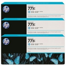 HP - HP B6Y36A (771C) Açık Mavi 3lü Plotter Kartuşu - DesignJet Z6200 (T2230)