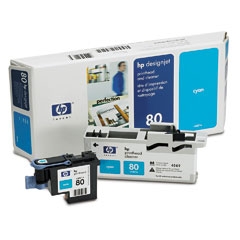 HP - HP C4821A (80) Mavi Kafa Kartuşu + Temizleyici - DesignJet 1050C (T1277)