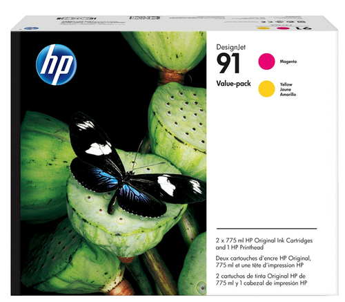 HP P2V36A (91) Yellow-Magenta Dual Pack Original Printhead - Designjet Z6100 