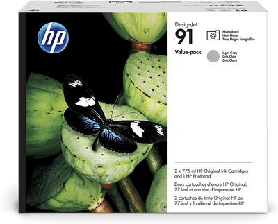 HP - HP P2V38A (91) Foto Siyah-Açık Gri İkili Paket Orjinal Baskı Kafası - Designjet Z6100 (T12944)