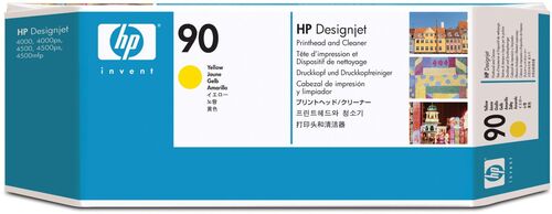 HP C5057A (90) Original Yellow Head Cartridge + Cleaner - DesignJet 4000