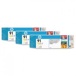 HP C9485A (91) Yellow Original Plotter Cartridge 3Pk - Designjet Z6100 - HP