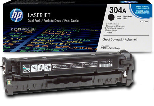 HP CC530AD (304A) Black Original Toner - (Separated Box From AD) - LaserJet CP2025n 