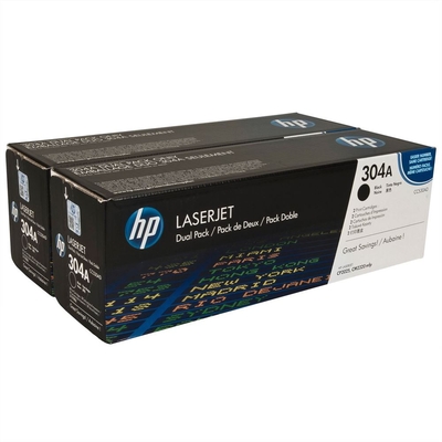 HP - HP CC530AD (304A) Black Original Dual Pack Toner - LaserJet CP2025n