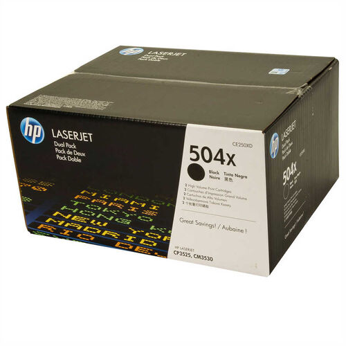 HP CE250XD (504X) Dual Pack Black Original Toner High Capacity - Laserjet CP3525 / CM3530 - 1