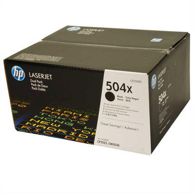 HP - HP CE250XD (504X) İkili Paket Siyah Orjinal Toner Yüksek Kapasite - Laserjet CP3525 / CM3530 (T12885)