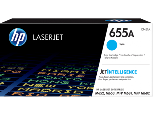 HP CF451A (655A) Cyan Original Toner - Laserjet M652dn / M653dn - 1