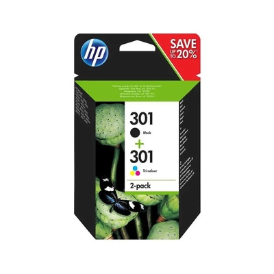 HP - HP N9J72AE (301) Dual Pack Black+Color Original Cartridge - DeskJet 1000 