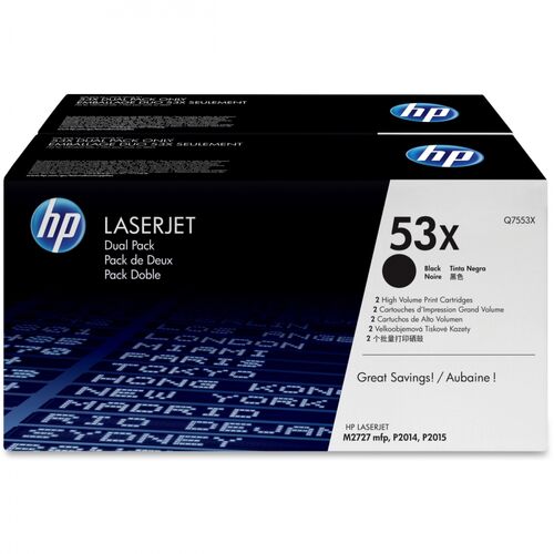 HP Q7553XD (53X) Dual Pack Original Toner High Capacity - Laserjet P2014 / P2015d 