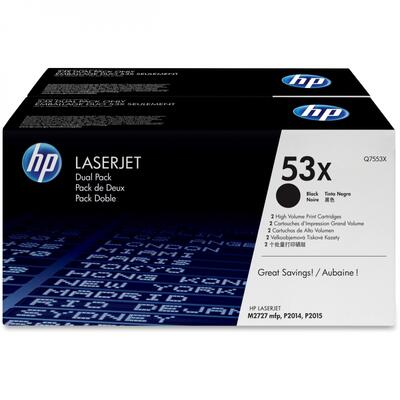 HP - HP Q7553XD (53X) Dual Pack Original Toner High Capacity - Laserjet P2014 / P2015d 