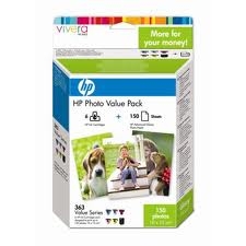 HP - HP Q7966EE (363) Set Cartridge Photo Pack (6 Cartridge + 150 Photo Paper)