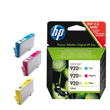 HP SD532AE (920XL) 3Pk Cartridge Yellow / Magenta / Cyan - High Capacity - HP 6000 / 6500 