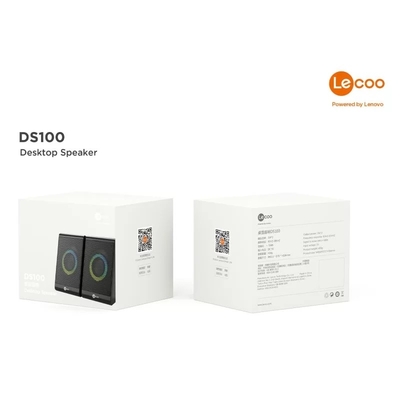 Lenovo Lecoo DS100 1+1 RGB Illuminated Wired Stereo 6W Soundbar Desktop Black Speaker - Thumbnail