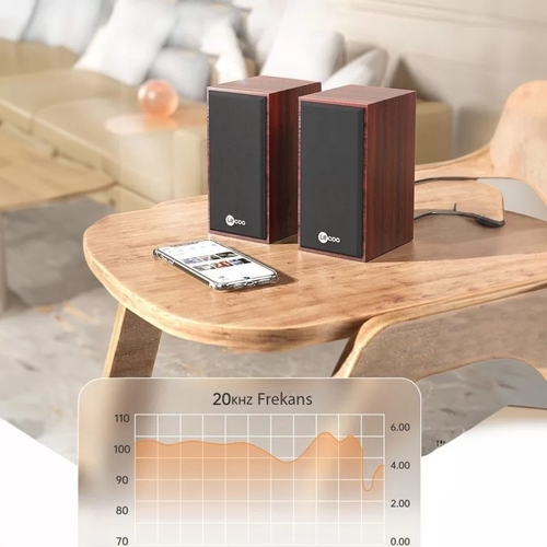 Lenovo Lecoo DS105 5W Stereo Compact Desktop Wooden Speaker with Wired USB + 3.5mm Jack Input