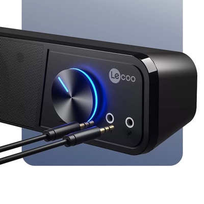 Lenovo Lecoo DS111 Kablolu (USB + 3.5mm Jack Girişli) Stereo 6W Soundbar Taşınabilir Siyah Hoparlör - Thumbnail