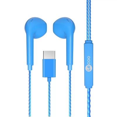Lenovo Lecoo EH104C-BL Type-C Blue In-Ear Headphone with Microphone - Thumbnail