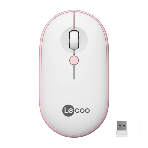 Lenovo Lecoo WS212 Wireless 1600DPI 4 Button White & Pink Optical Mouse