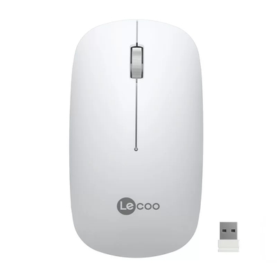 Lenovo - Lenovo Lecoo WS214 Wireless 1200DPI 3 Button White Optical Mouse