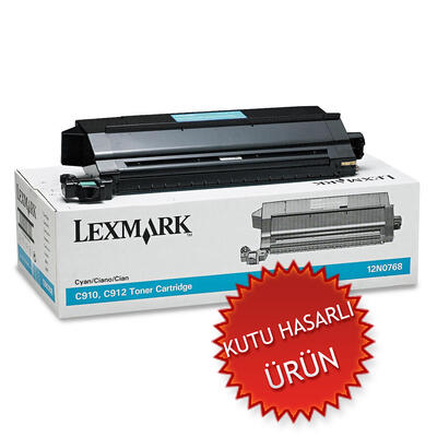 LEXMARK - Lexmark 12N0768 Cyan Original Toner - C910 / C912 (Damaged Box)