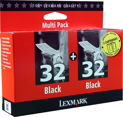 LEXMARK - Lexmark 32+32 80D2956 Dual Pack Black Cartridge - X3350 / X5470 