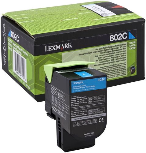 Lexmark 80C20C0 (802C) Cyan Original Toner - CX310 / CX410
