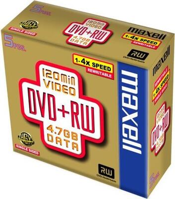 Maxell - Maxell DVD-RW 4.7GB 1-4X 5-Pack Rewritable Disc