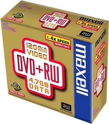 Maxell DVD-RW 4.7GB 1-4X 5-Pack Rewritable Disc - Maxell
