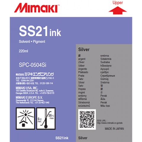 Mimaki SPC-0504Si SS21 Silver Original Solvent Ink Cartridge 220 Ml