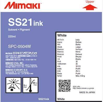 Mimaki SPC-0504W SS21 White Original Solvent Ink Cartridge 220 Ml - MIMAKI