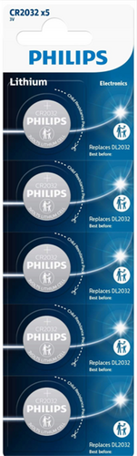 Philips CR2032P5/01B CR2032 Lithium Battery 5 Pcs Chart 3V