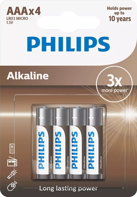 Philips LR03A4B/10 Alkaline Battery AAA 1.5V - PHILIPS