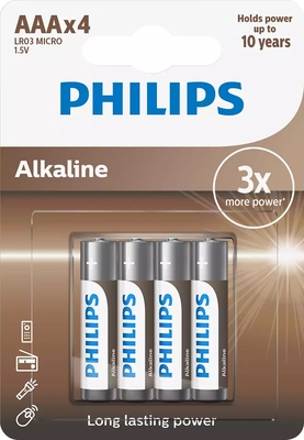 PHILIPS - Philips LR03A4B/10 Alkaline Pil AAA 1.5V
