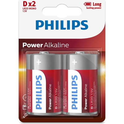 Philips LR20P2B/05 Power Alkaline Battery D Size - PHILIPS