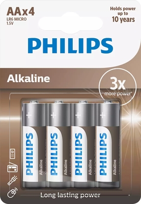 PHILIPS - Philips LR6A4B/10 Alkaline Pil AA 1.5V