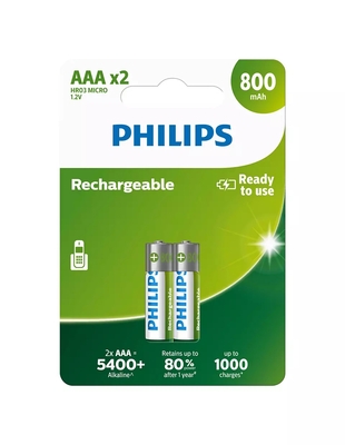 PHILIPS - Philips R03B2A80/10 Şarj Edilebilir Pil AAA 800 mAh