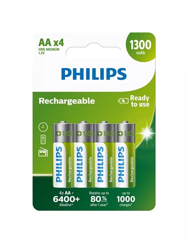 Philips R6B4A130/10 Şarj Edilebilir Pil AA 1300 mAh