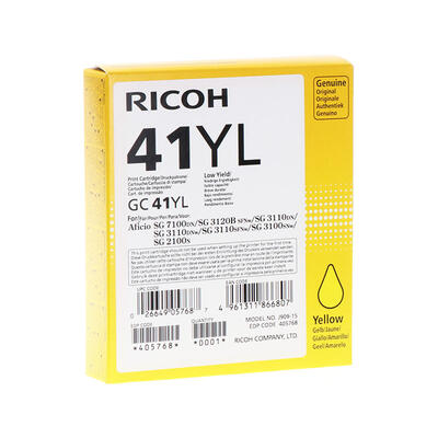 Ricoh GC41YL 405768 Geljet Sarı Orjinal Kartuş - SG2100 / SG3110 / SG3100 (T7053) - RICOH