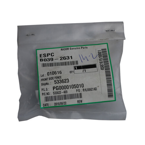 Ricoh B039-2631 Front Side Fence - MP C1500SP (T14455) - 1
